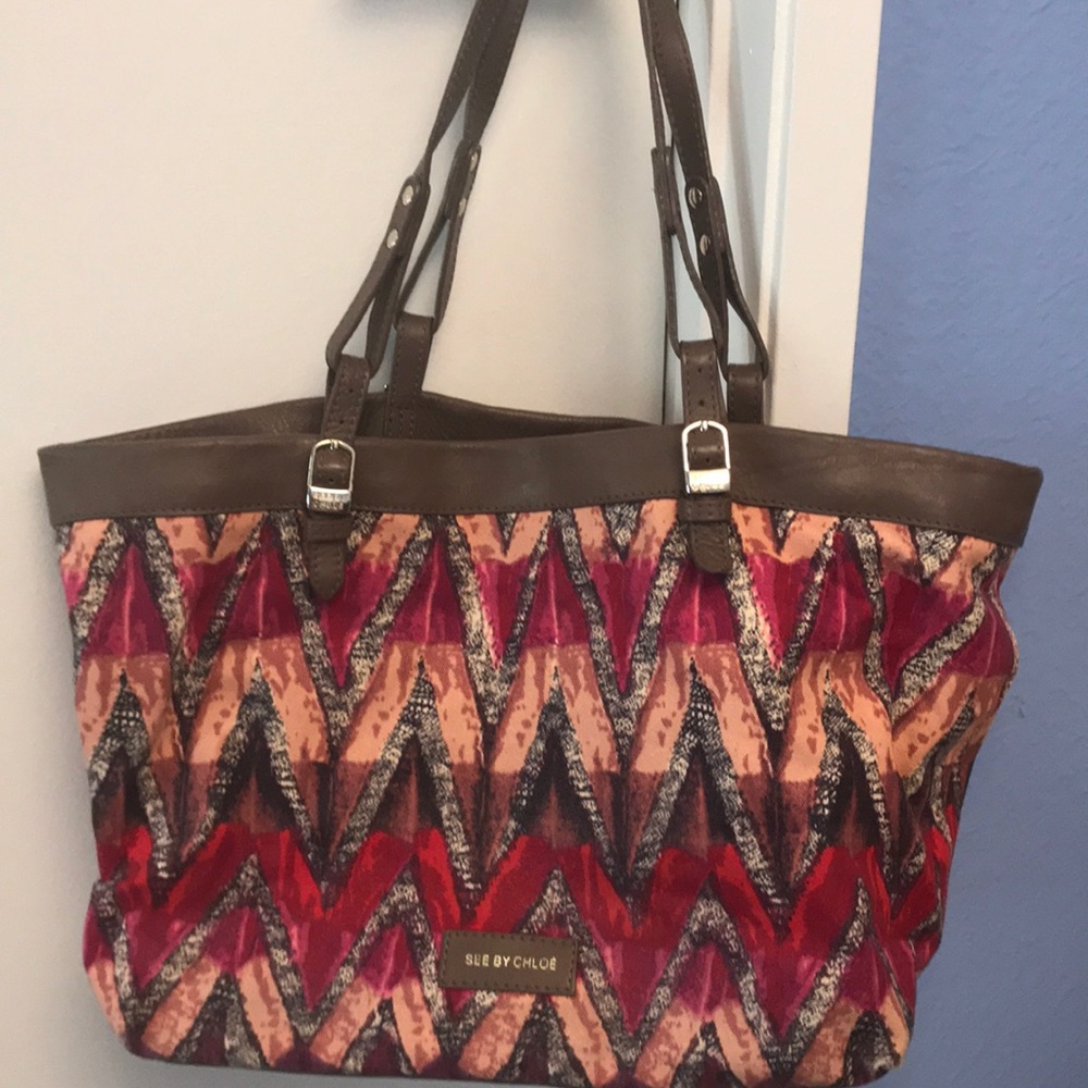 See By Chole canvas leather trimmed tote bag